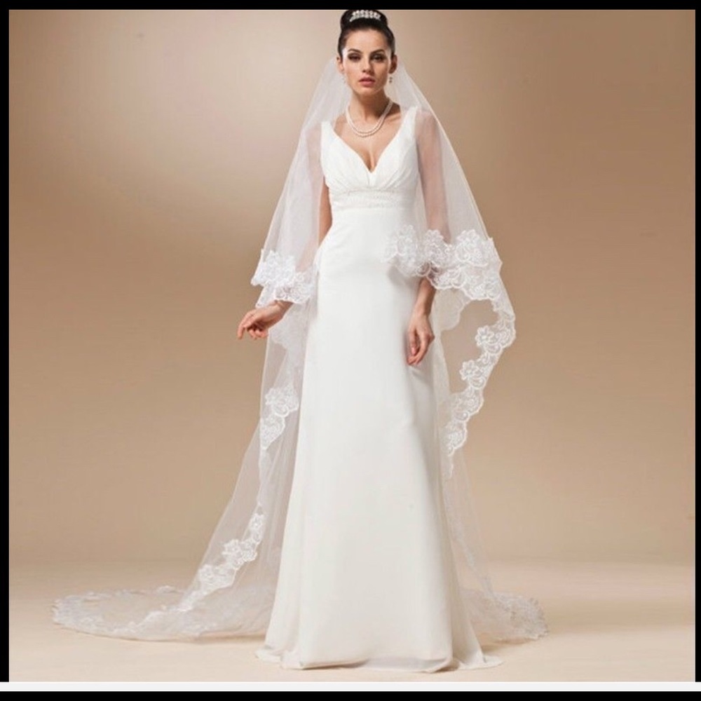 NEW Beautiful veil with lace trim no comb